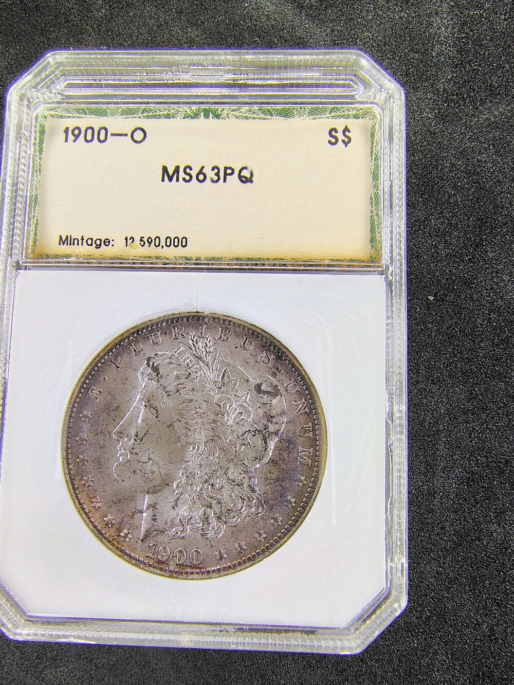 Certified Silver Morgan Dollar 1900 - Gray Silver Coin